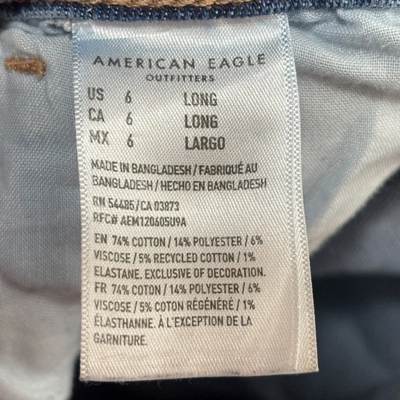 American Eagle Blue Jeans Stretch Denim Size 6 Long Women's - Picture 6 of 11